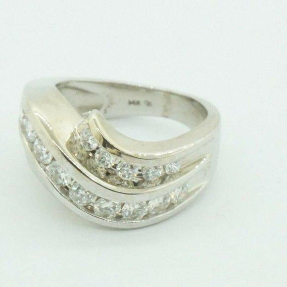 Estate Sale 14K White Gold Diamond Cluster Ring Size 6 2.20 TCW F G SI1 - Picture 3 of 4